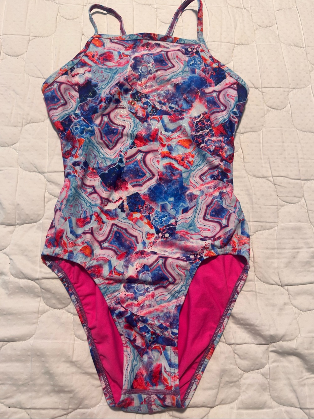 Speedo Pink & Blue Geo-Print One-Piece Swimsuit